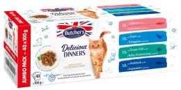 Butcher's Butcher's Delicious Dinners Cat jumbo pack mix smaków dania z rybą w galaretce karma dla kota 40 x 100g