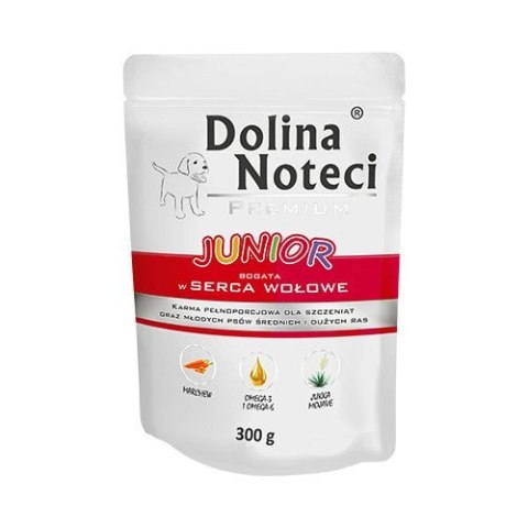 Dolina Noteci Premium JUNIOR bogata w serca wołowe saszetka 300 g