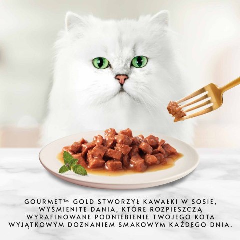 PURINA NESTLE GOURMET GOLD Wołowina z kurczakiem mix kawałków na parze i w sosie - mokra karma dla kota - 85 g PURINA NESTLE GOURMET GOLD Wołowina z kurczakiem mix kawałków na parze i w sosie - mokra karma dla kota - 85 g