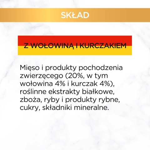 PURINA NESTLE GOURMET GOLD Wołowina z kurczakiem mix kawałków na parze i w sosie - mokra karma dla kota - 85 g PURINA NESTLE GOURMET GOLD Wołowina z kurczakiem mix kawałków na parze i w sosie - mokra karma dla kota - 85 g
