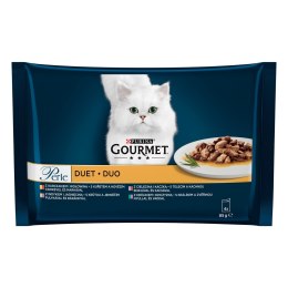 PURINA NESTLE GOURMET PERLE Duet Mięsny - mokra karma dla dorosłego kota - 4x85g