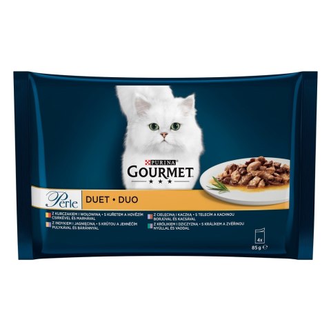 PURINA NESTLE GOURMET PERLE Duet Mięsny - mokra karma dla dorosłego kota - 4x85g