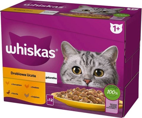 Whiskas Whiskas Drobiowa Uczta w galaretce Adult - mokra karma dla kota - saszetka -12x85 g