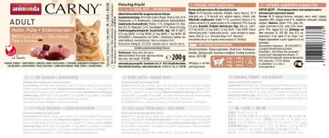 Animonda ANIMONDA Carny Adult kurczak, indyk, kacze serca - mokra karma dla kota - 200g Animonda ANIMONDA Carny Adult kurczak, indyk, kacze serca - mokra karma dla kota - 200g