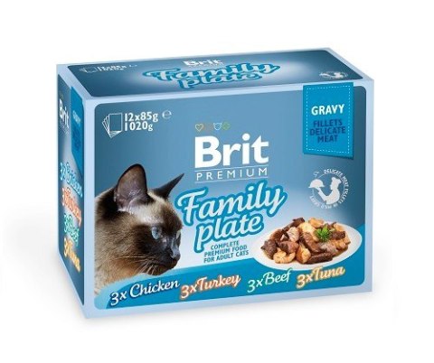 Brit BRIT Premium Cat Pouch Gravy Fillet Family Plate - mokra karma dla kota - 12 x 85 g