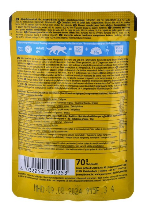 JOSERA JOSERA Filet kurczak z łososiem - mokra karma dla kota - 70 g JOSERA JOSERA Filet kurczak z łososiem - mokra karma dla kota - 70 g