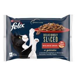 PURINA NESTLE FELIX Deliciously Sliced Wiejskie Smaki - mokra karma dla kota - 4x 80 g