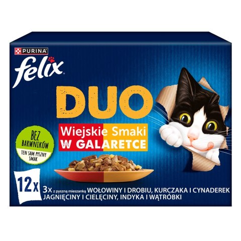 PURINA NESTLE FELIX Fantastic Duo wiejskie smaki - mokra karma dla kota - 12x85g