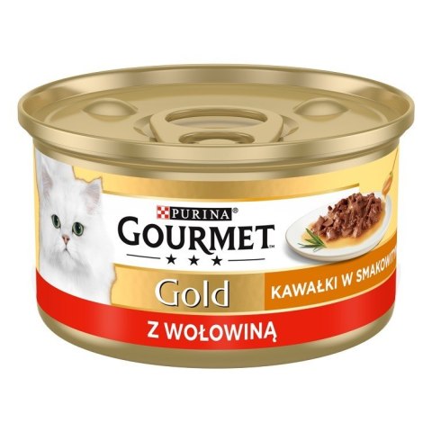 PURINA NESTLE Gourmet Gold Sauce Delight z wołowiną - mokra karma dla kota - puszka - 85 g