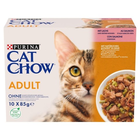 PURINA NESTLE PURINA Cat Chow Łosoś, zielona fasolka - mokra karma dla kota - 10x85 g