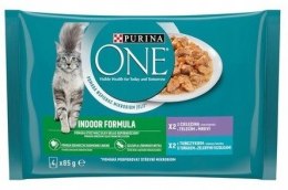 PURINA NESTLE PURINA One Indoor Tuńczyk, Cielęcina - mokra karma dla kota - 4x85 g