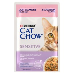 PURINA NESTLE Purina Cat Chow Sensitive z łososiem i cukinią w sosie - mokra karma dla kota - 85 g