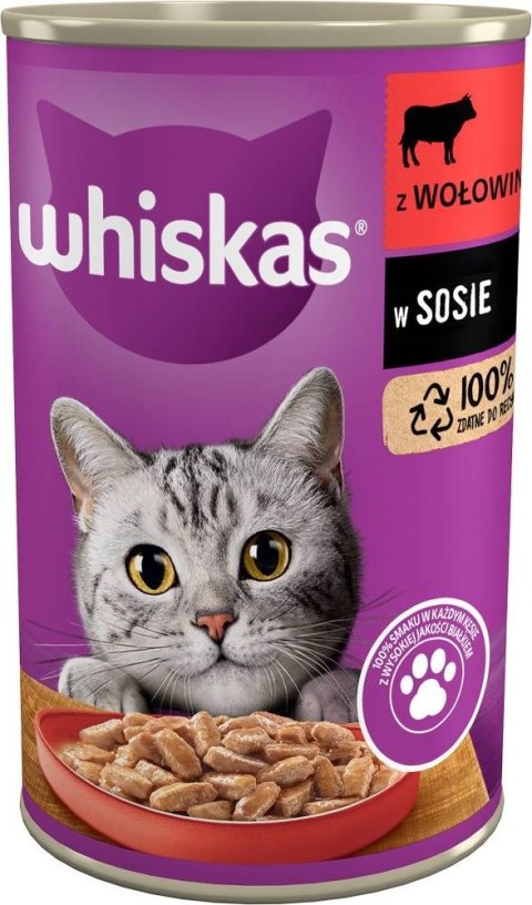 Whiskas WHISKAS Adult Wołowina w sosie - mokra karma dla kota - 400 g