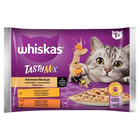 Whiskas WHISKAS Tasty Mix Kremowe Wariacje w sosie - mokra karma dla kota - 4 x 85g