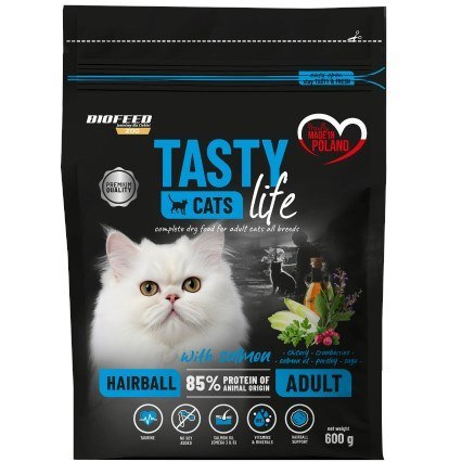 BIOFEED BIOFEED TASTY CATS LIFE HAIRBALL WITH SALMON 600G