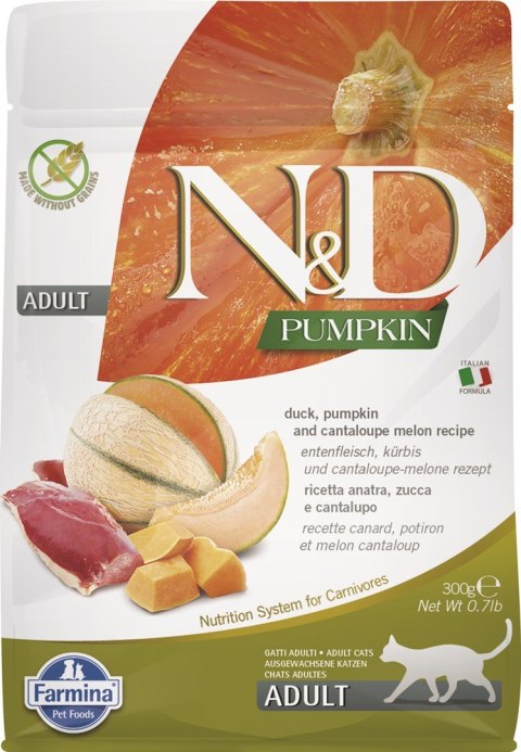 Farmina FARMINA N&D Pumpkin Cat Duck and Cantaloupe Melon Adult - sucha karma dla kota - 300 g