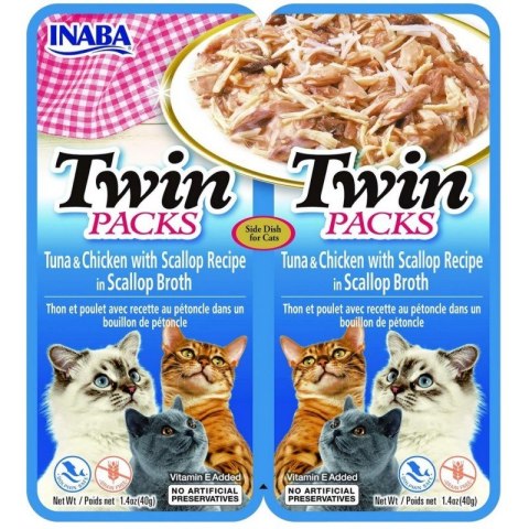 INABA INABA Cat Twin Tuńczyk&Kurczak przegrzebki - Przysmak dla kotów - 2x40g