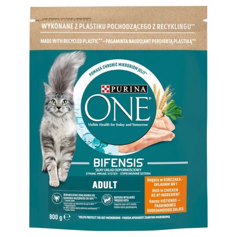 PURINA NESTLE PURINA One Bifensis Adult Bogata w Kurczaka i Pełne Ziarna - sucha karma dla kota - 800 g