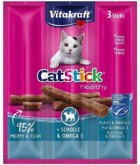 Vitakraft VITAKRAFT CAT STICK MINI flądra/omega3 dla kota 3szt