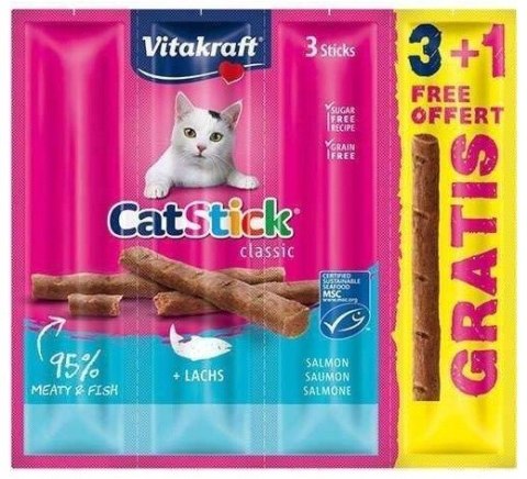 Vitakraft VITAKRAFT Cat Stick Mini classic łosoś - przysmak dla kota - 3+1 szt