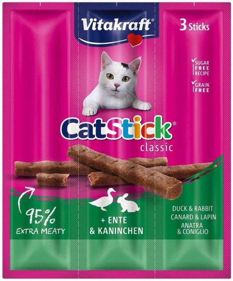 Vitakraft VITAKRAFT Cat Stick Mini - przysmak dla kota smak: kaczka i królik 3szt./18g