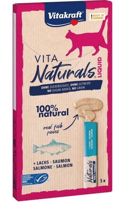 Vitakraft VITAKRAFT VITA NATURALS Liquid łosoś przysmak dla kota 5x15g