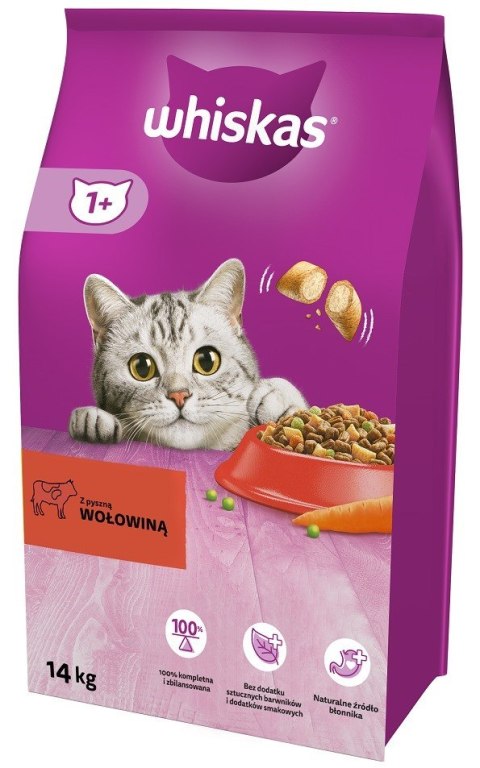 Whiskas WHISKAS z Pyszną Wołowiną - sucha karma dla kota powyżej 1 roku życia - 14 kg