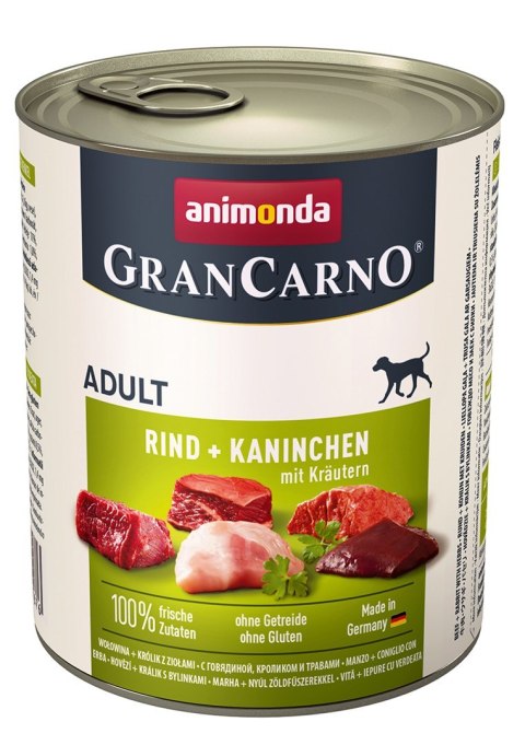 Animonda ANIMONDA Grancarno Adult wołowina, królik i zioła - mokra karma dla psa - 800g Animonda ANIMONDA Grancarno Adult wołowina, królik i zioła - mokra karma dla psa - 800g