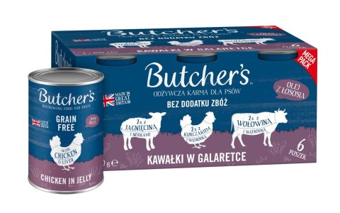 Butcher's Butcher's Original Recipe in Jelly mix smaków z wątróbką lub nerkami kawałki w galaretce karma dla psa 6 x 400g