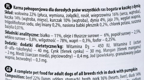 DOLINA NOTECI DOLINA NOTECI Premium bogata w kaczkę z dynią - mokra karma dla psa - 400g DOLINA NOTECI DOLINA NOTECI Premium bogata w kaczkę z dynią - mokra karma dla psa - 400g