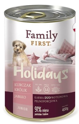 Family FIRST FAMILY FIRST Holidays Junior Kurczak, królik, jabłko - mokra karma dla psa - 400 g