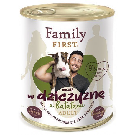 Family FIRST FamilyFirst Bogata w dziczyznę+batat adult 800g