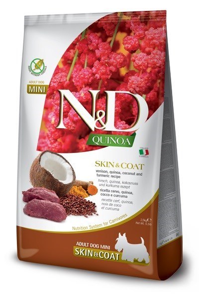 Farmina FARMINA N&D Quinoa Dog Skin&Coat Venison, Coconut Adult Mini - sucha karma dla psa - 2.5 kg