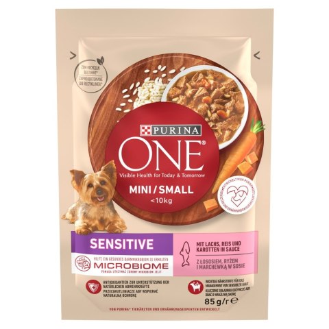 PURINA NESTLE PURINA One Mini/Small Sensitive Łosoś z ryżem - mokra karma dla psa - 85 g