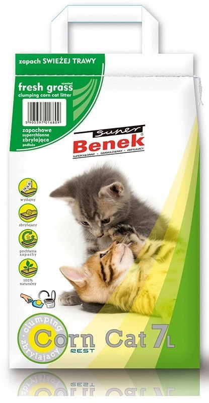 Super Benek CERTECH Super Benek Corn Cat świeża trawa - żwirek kukurydziany zbrylający 7l