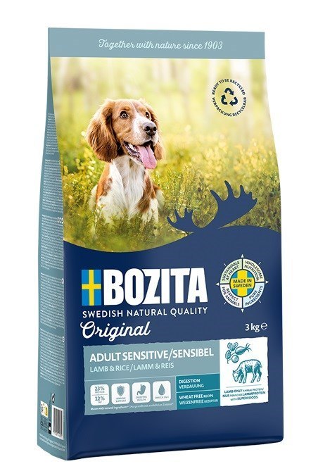 BOZITA Bozita Original Adult Sensitive Jagnięcina i Ryż - sucha karma dla psa - 3 kg