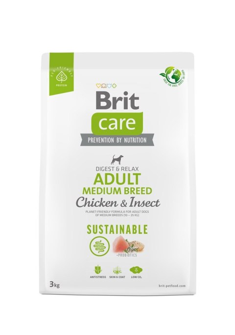 Brit BRIT Care Sustainable Adult Medium Breed Chicken & Insect - sucha karma dla psa - 3 kg