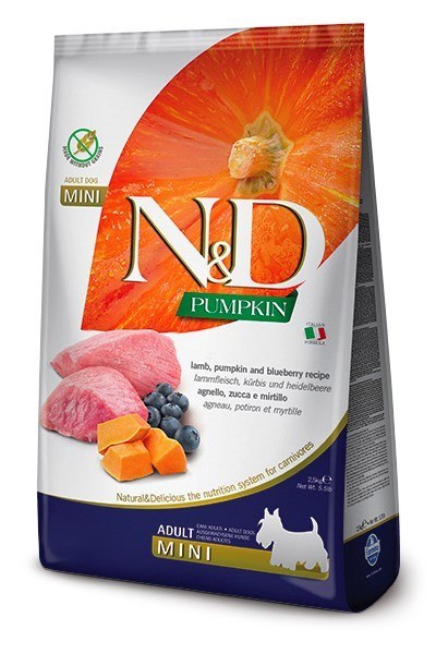 Farmina FARMINA N&D Pumpkin Lamb & Blueberry Adult Mini - sucha karma dla psa - 2,5 kg