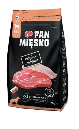 PAN MIĘSKO PAN MIĘSKO Cielęcina z indykiem (dorosły) chrupki M - Karma sucha dla psa - 9kg