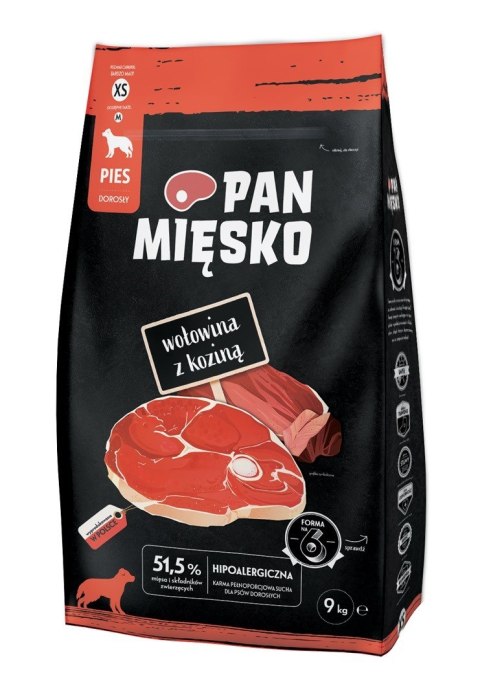 PAN MIĘSKO PAN MIĘSKO Wołowina z koziną (dorosły) chrupki XS - Karma sucha dla psa - 9kg