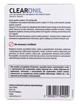 FRANCODEX FRANCODEX Clearonil Średnie psy - krople przeciw kleszczom i pchłom dla psa - 3x134 mg