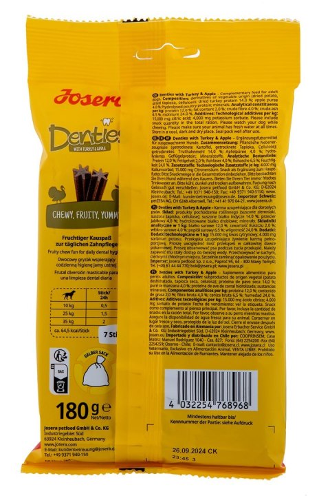 JOSERA JOSERA Denties Indyk z jabłkiem - przysmak dla psa - 180 g JOSERA JOSERA Denties Indyk z jabłkiem - przysmak dla psa - 180 g
