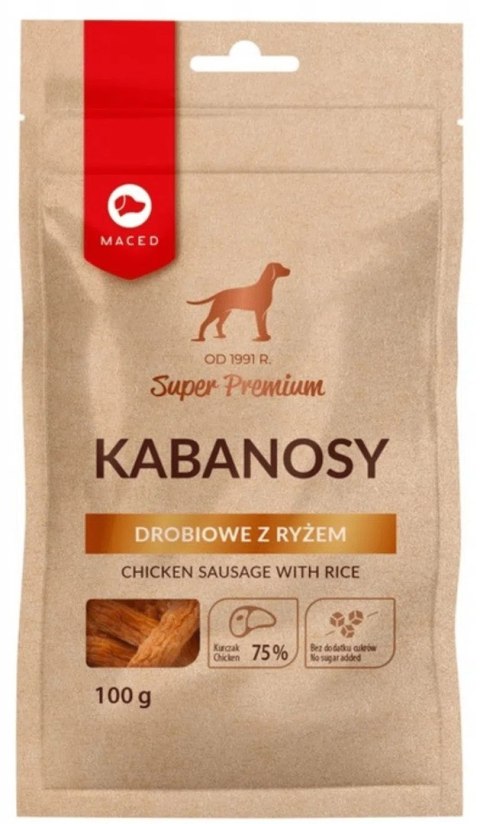 MACED MACED Kabanosy drobiowe z ryżem - przysmak dla psa - 100g