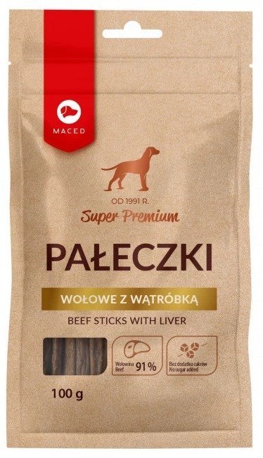 MACED MACED Pałeczki wołowe z wątróbką - przysmak dla psa - 100 g