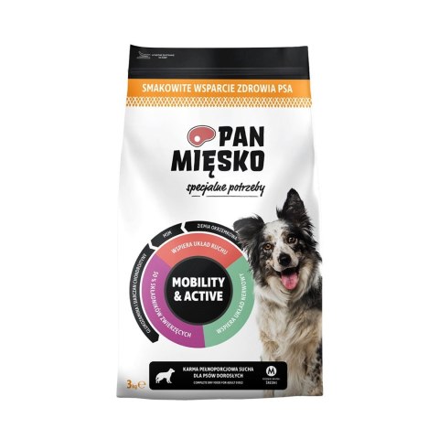 PAN MIĘSKO PAN MIĘSKO Specjalne potrzeby Mobility & Active (dorosły) chrupki M - Karma sucha dla psa - 3kg