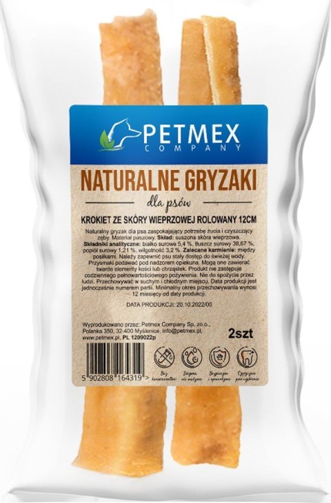 PETMEX PETMEX Krokiet ze skóry wieprzowej rolowany 12cm - Przysmak dla psa - 2szt