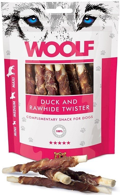 WOOLF WOOLF Przysmak Duck Rawhide Twister dla psa 100g