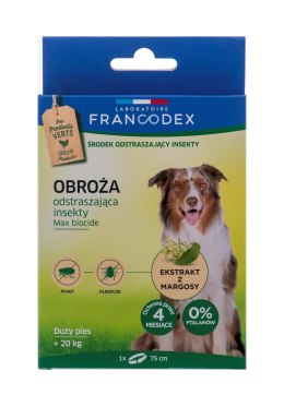 FRANCODEX FRANCODEX Obroża dla dużych psów powyżej 20 kg odstraszająca insekty - 4 miesiące ochrony - 75 cm