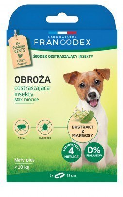 FRANCODEX FRANCODEX Obroża dla małych psów do 10 kg odstraszająca insekty - 4 miesiące ochrony - 35 cm