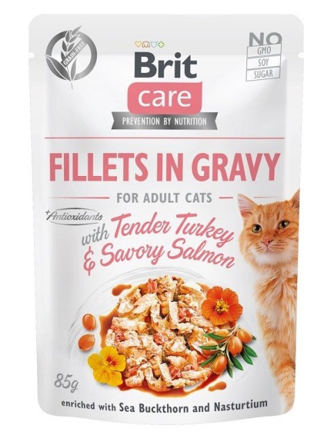 Brit BRIT Care Fillets in Gravy filety z indykiem i łososiem w sosie - mokra karma dla kota - 85 g